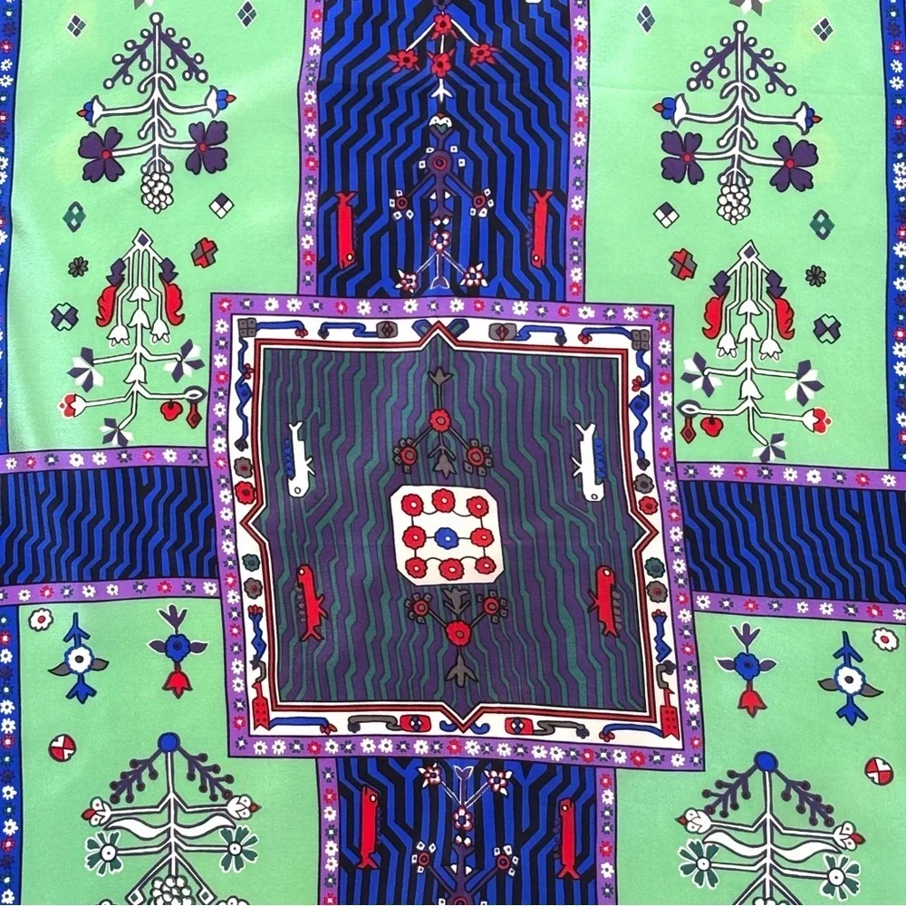 Vintage Brooklyn Museum Persian Garden Carpet 100% Silk Square Scarf Artsy